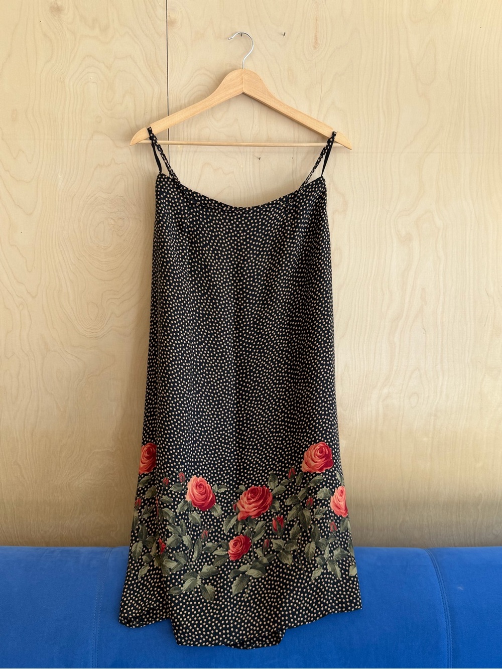 Liz Claiborne Black Midi Dress with Red Rose Border